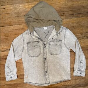 Zara Tan and Gray Hooded Jacket